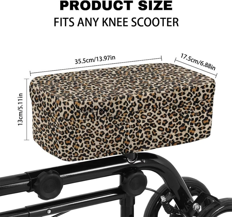 Hechitok Leopard Print Knee Scooter Pad Cover - Accessories Cushion Cover for Comfort (Memory Foam) - for Broken Leg Crutch Cart Roller, Injuries, Surgery, Replacement, Universal - Image 5
